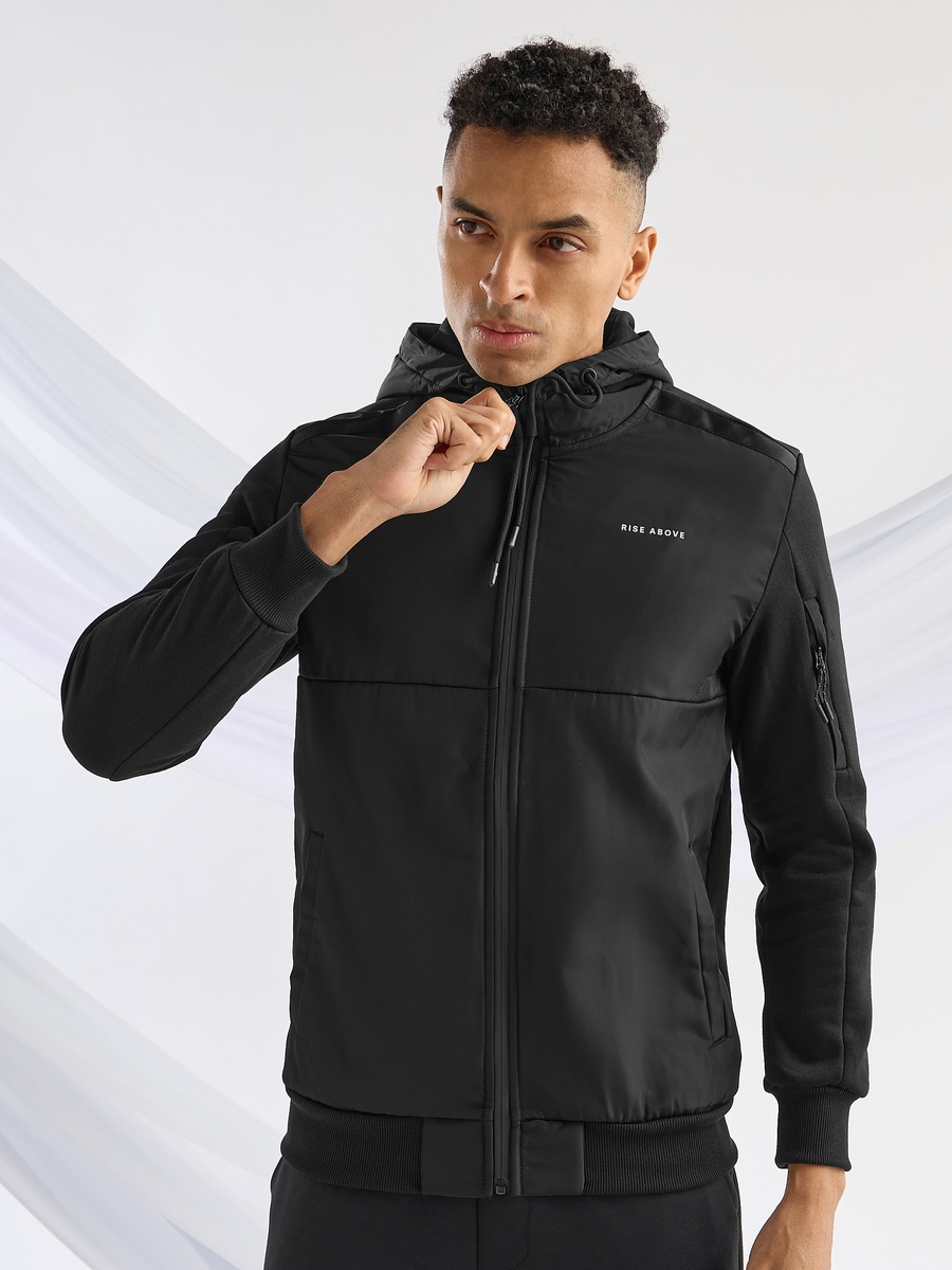 Panelled Zip Through Hoodie