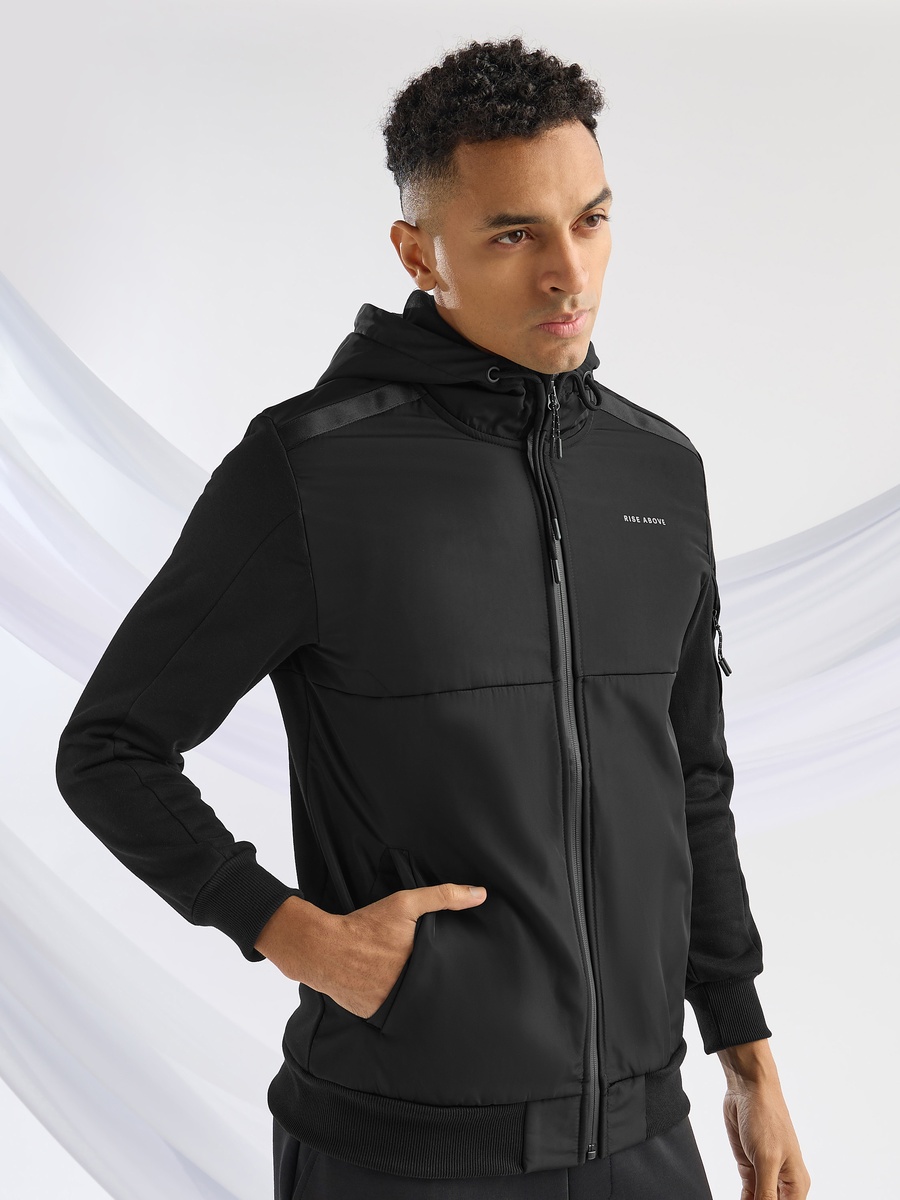 Panelled Zip Through Hoodie