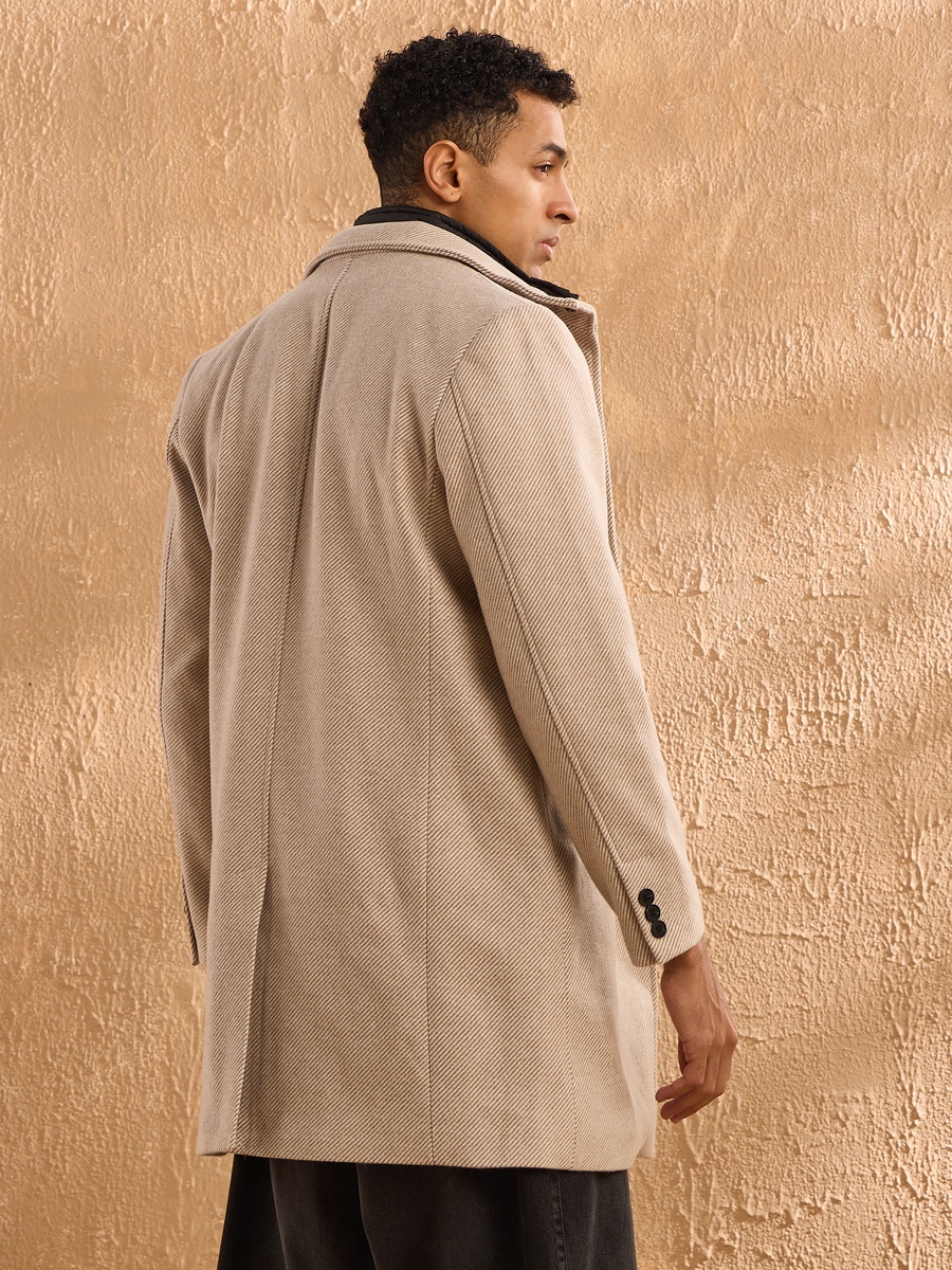 Regular Fit Felt Lapel Trench Coat