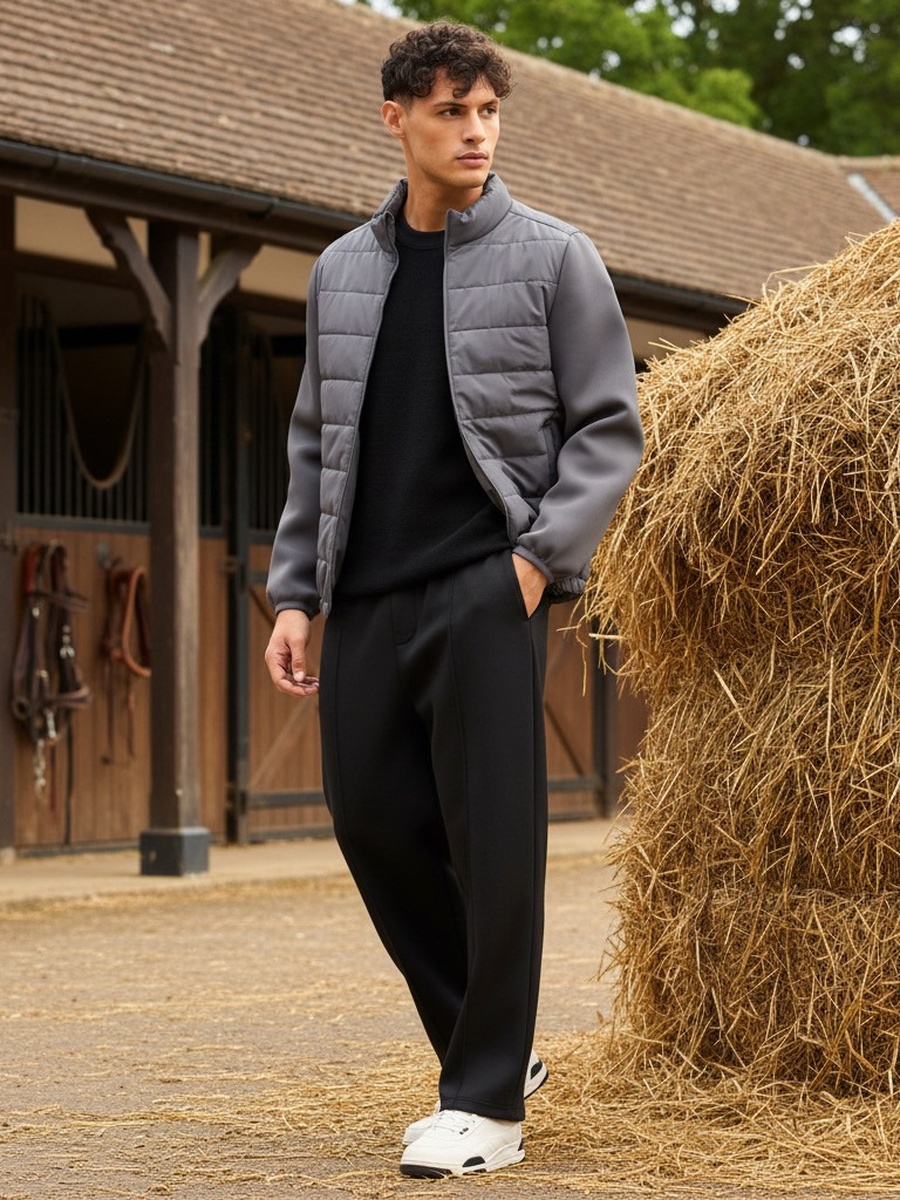 Plain Puffer Hybrid Jacket