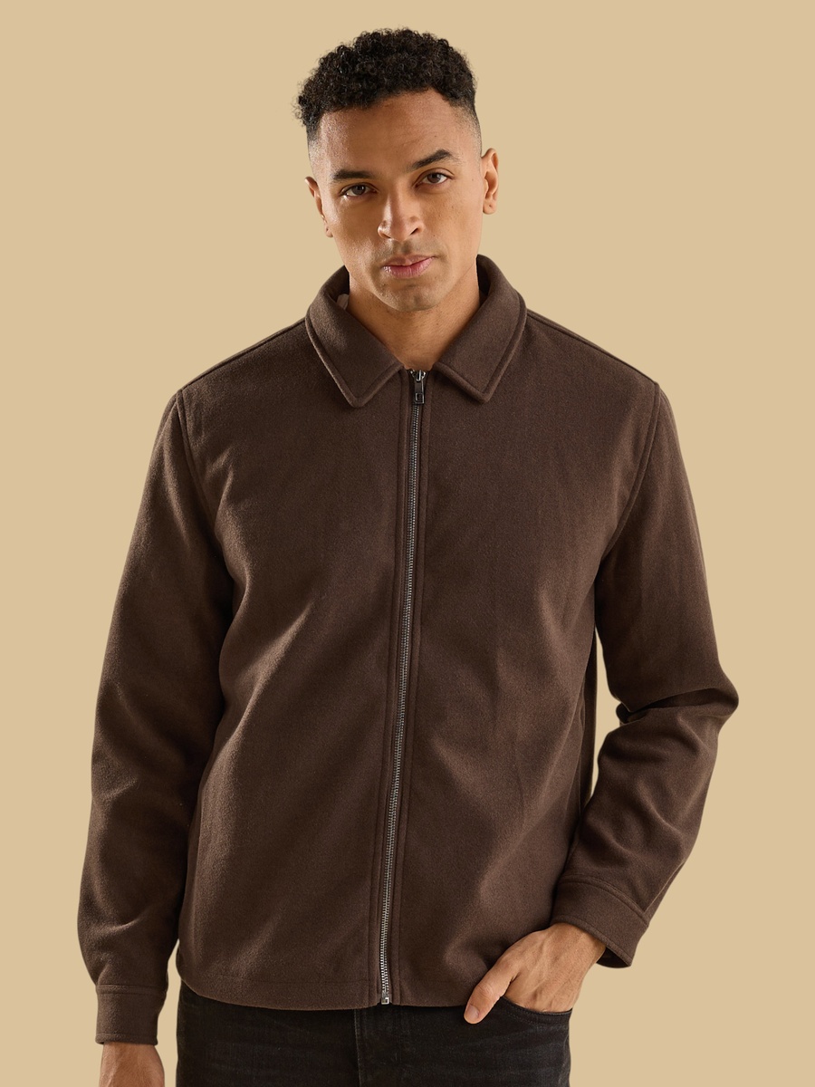 Textured Boxy Fit Felt Jacket