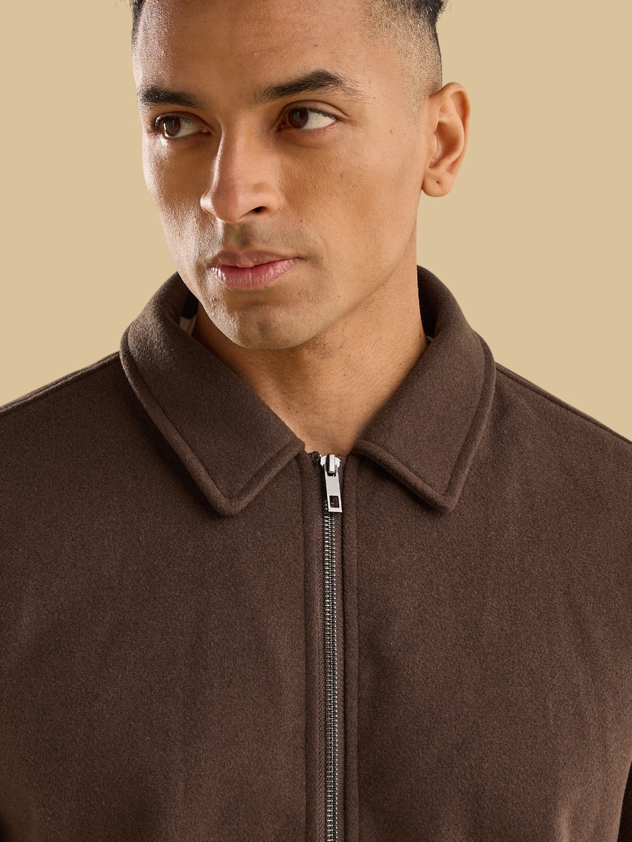 Textured Boxy Fit Felt Jacket