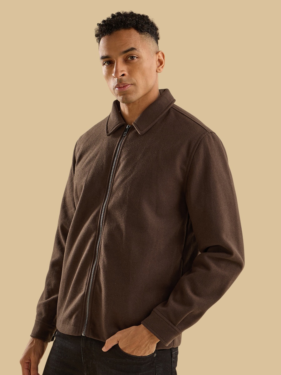Textured Boxy Fit Felt Jacket