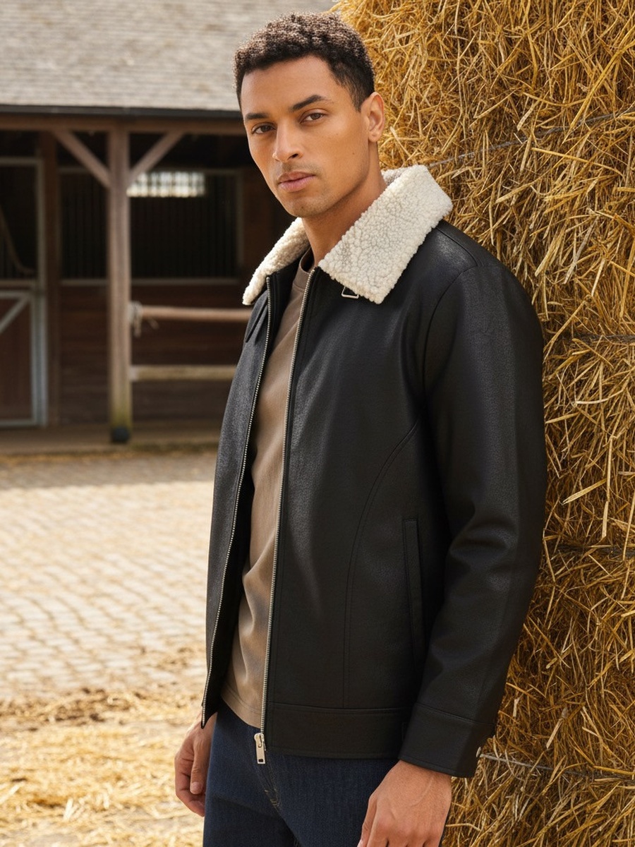 Borg Lined Pleather Jacket