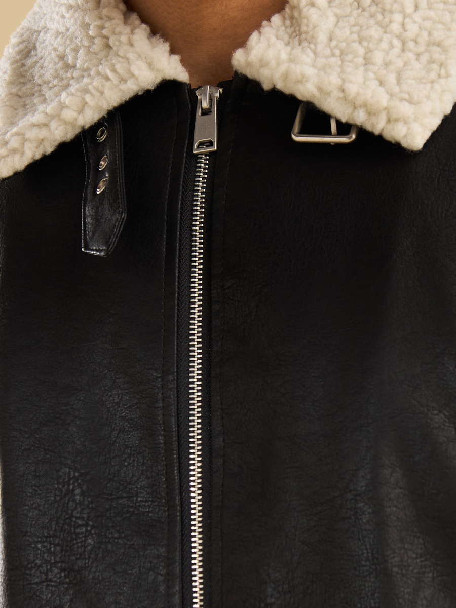 Borg Lined Pleather Jacket