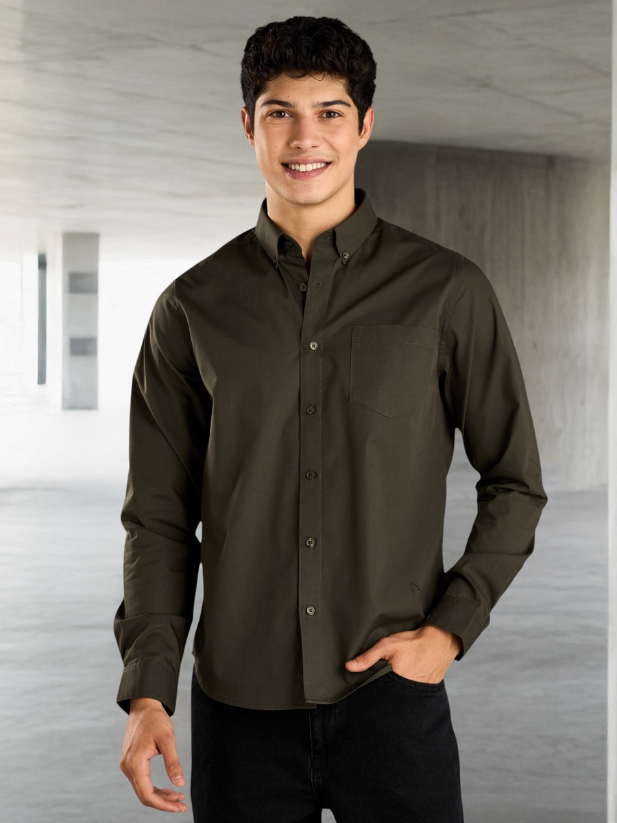 Plain Poplin Shirt with Pocket