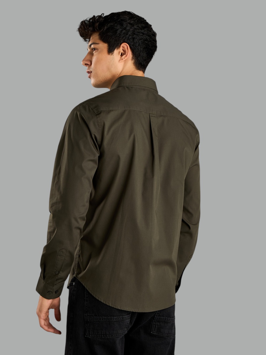 Plain Poplin Shirt with Pocket
