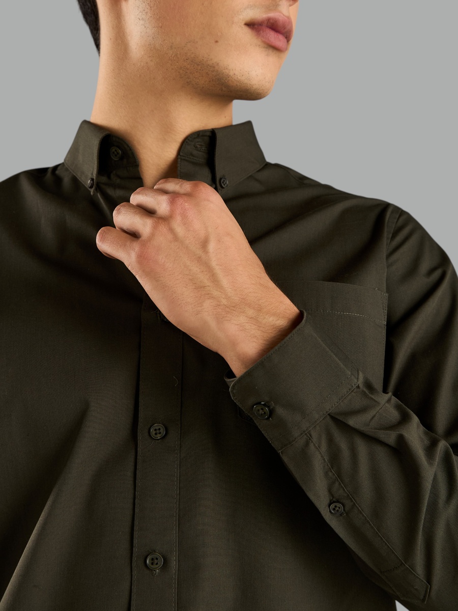 Plain Poplin Shirt with Pocket