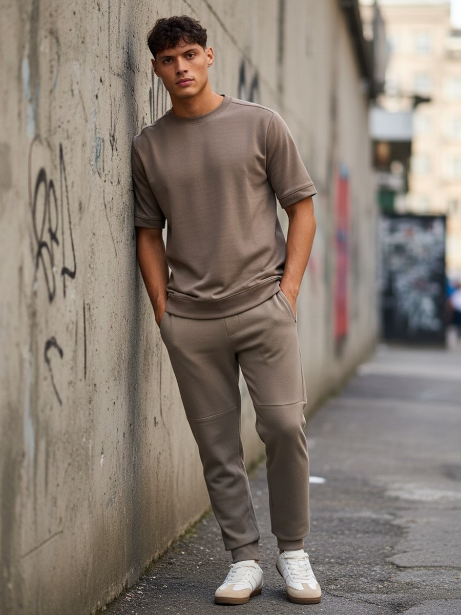 Panelled Pique Joggers