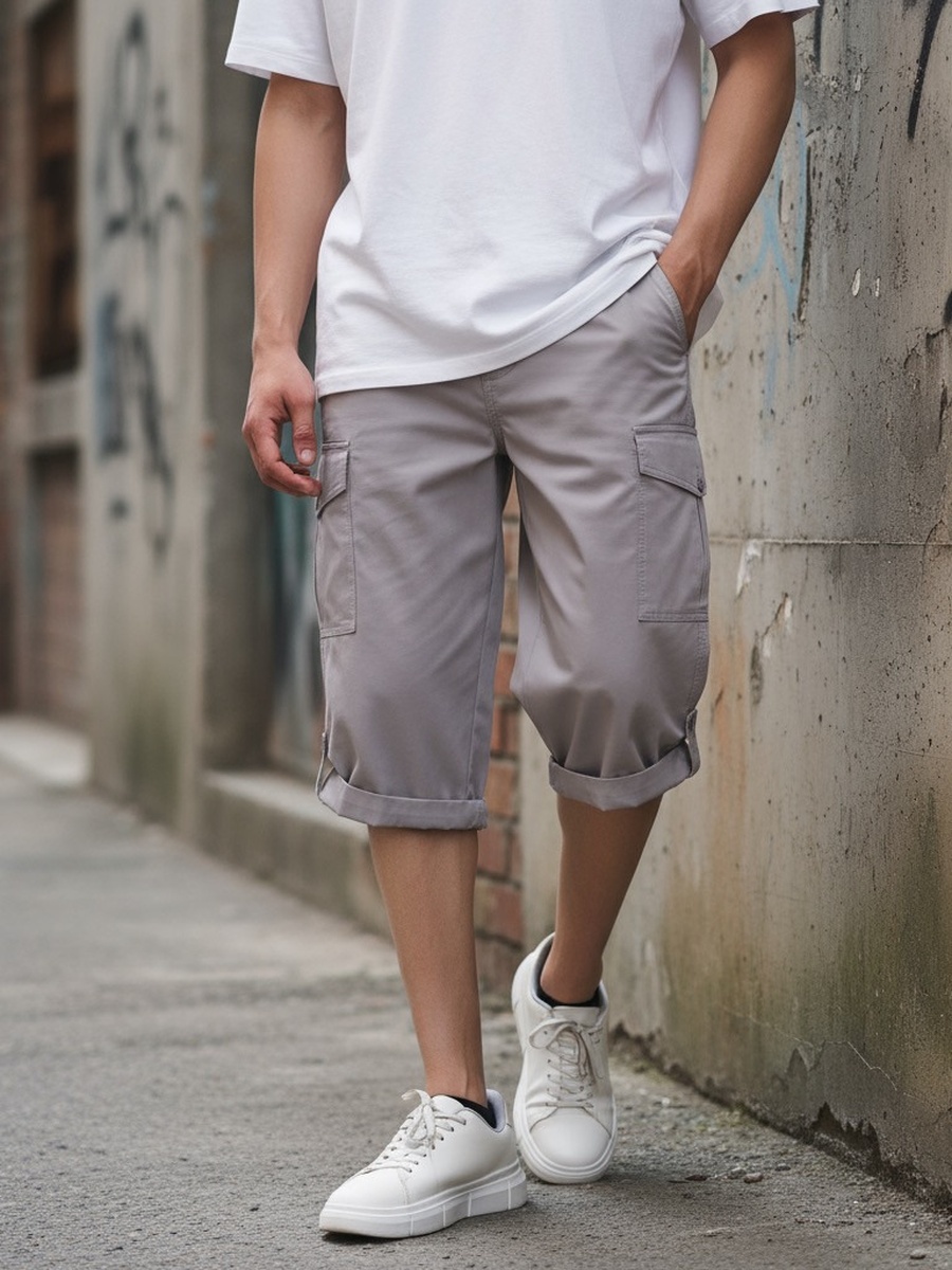 Plain Poplin Cargo Shorts