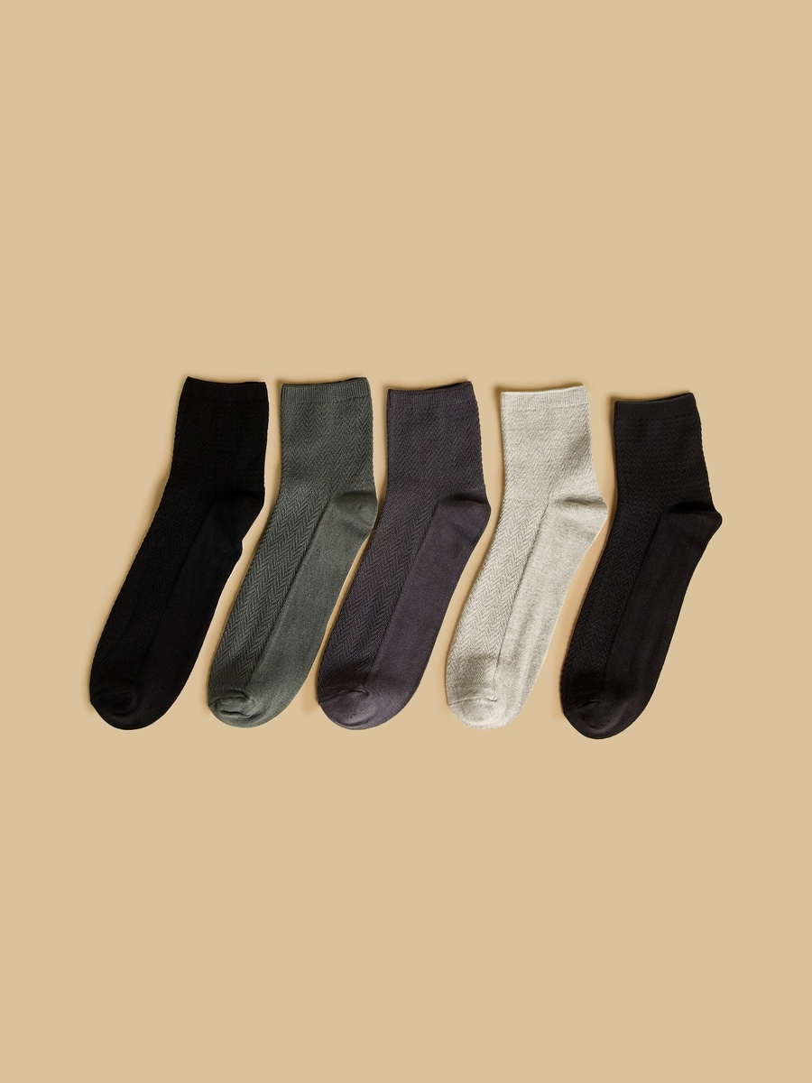 Pack of 5 - Textured Ankle Length Socks