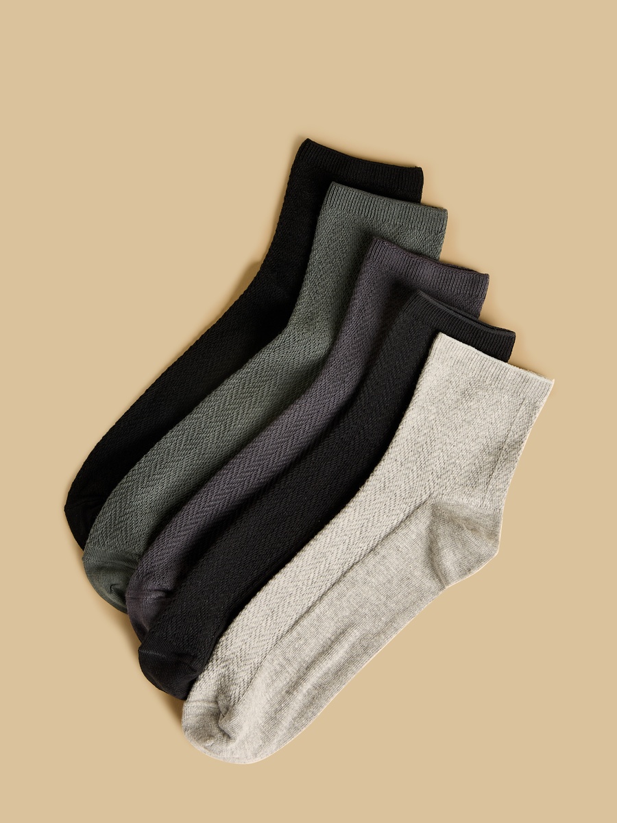 Pack of 5 - Textured Ankle Length Socks