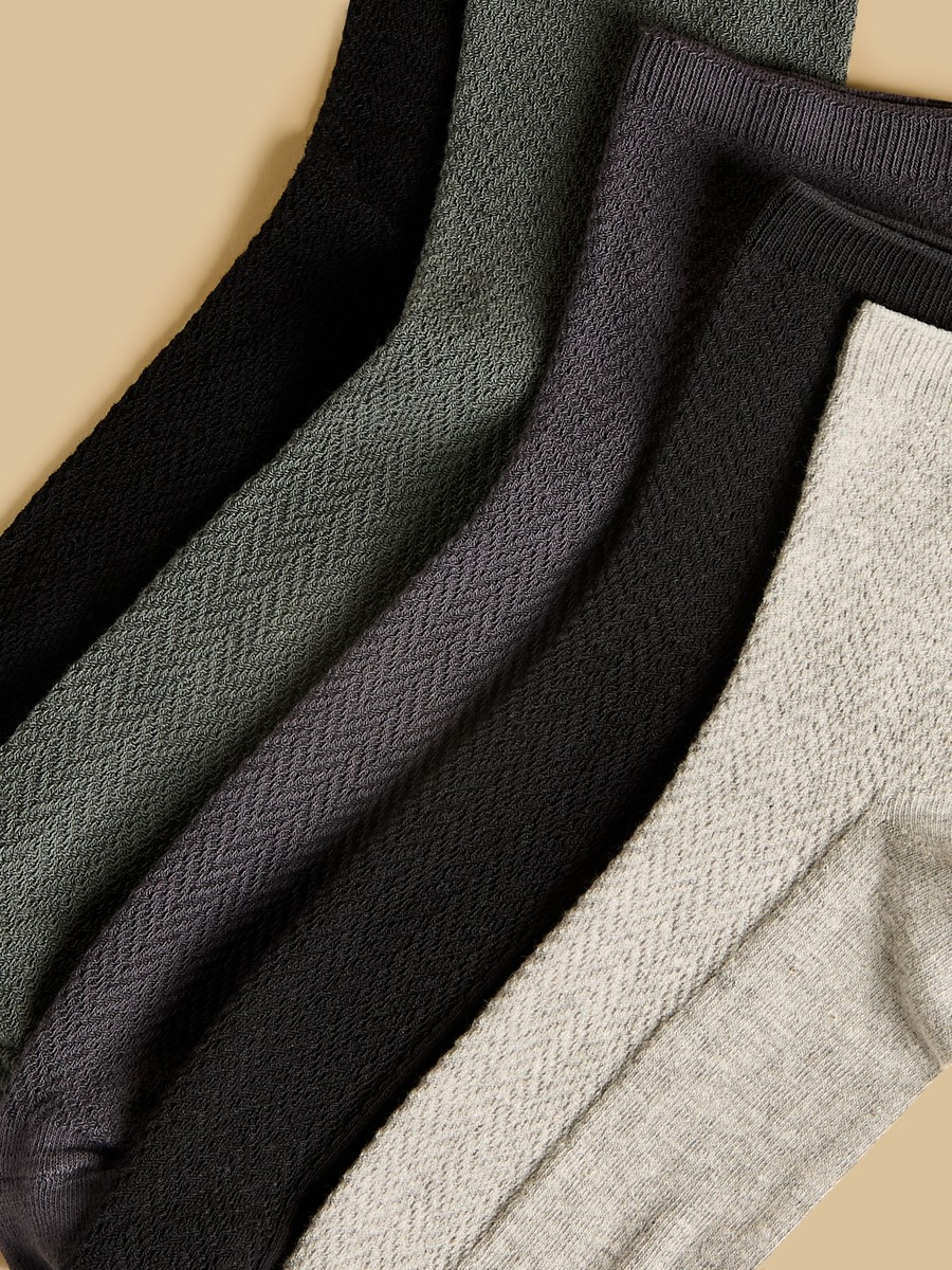 Pack of 5 - Textured Ankle Length Socks