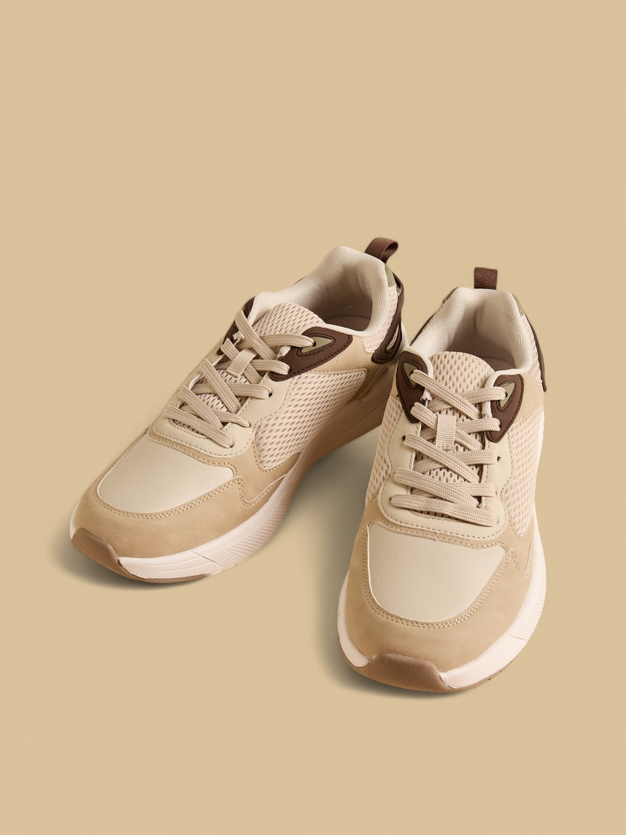 Panelled Lace-Up Sports Shoes
