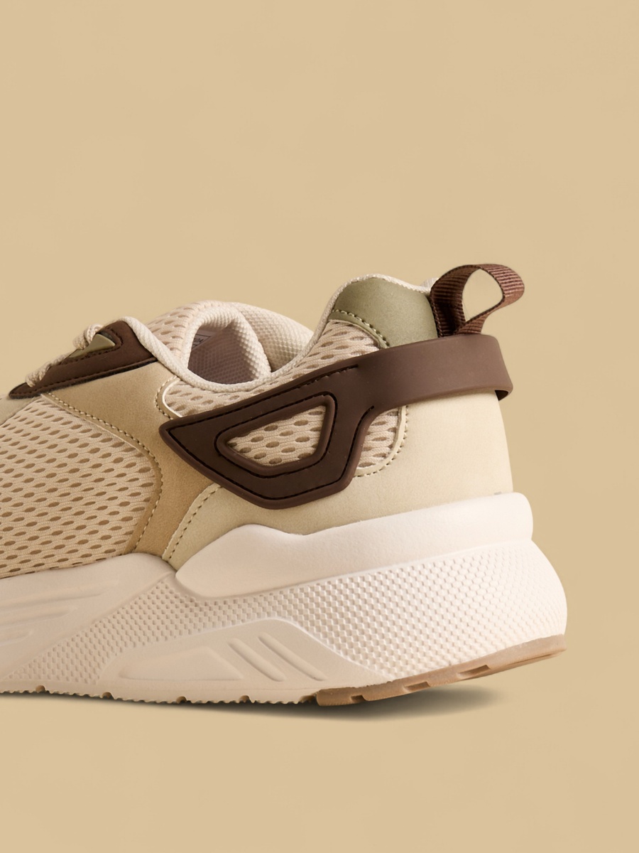 Panelled Lace-Up Sports Shoes