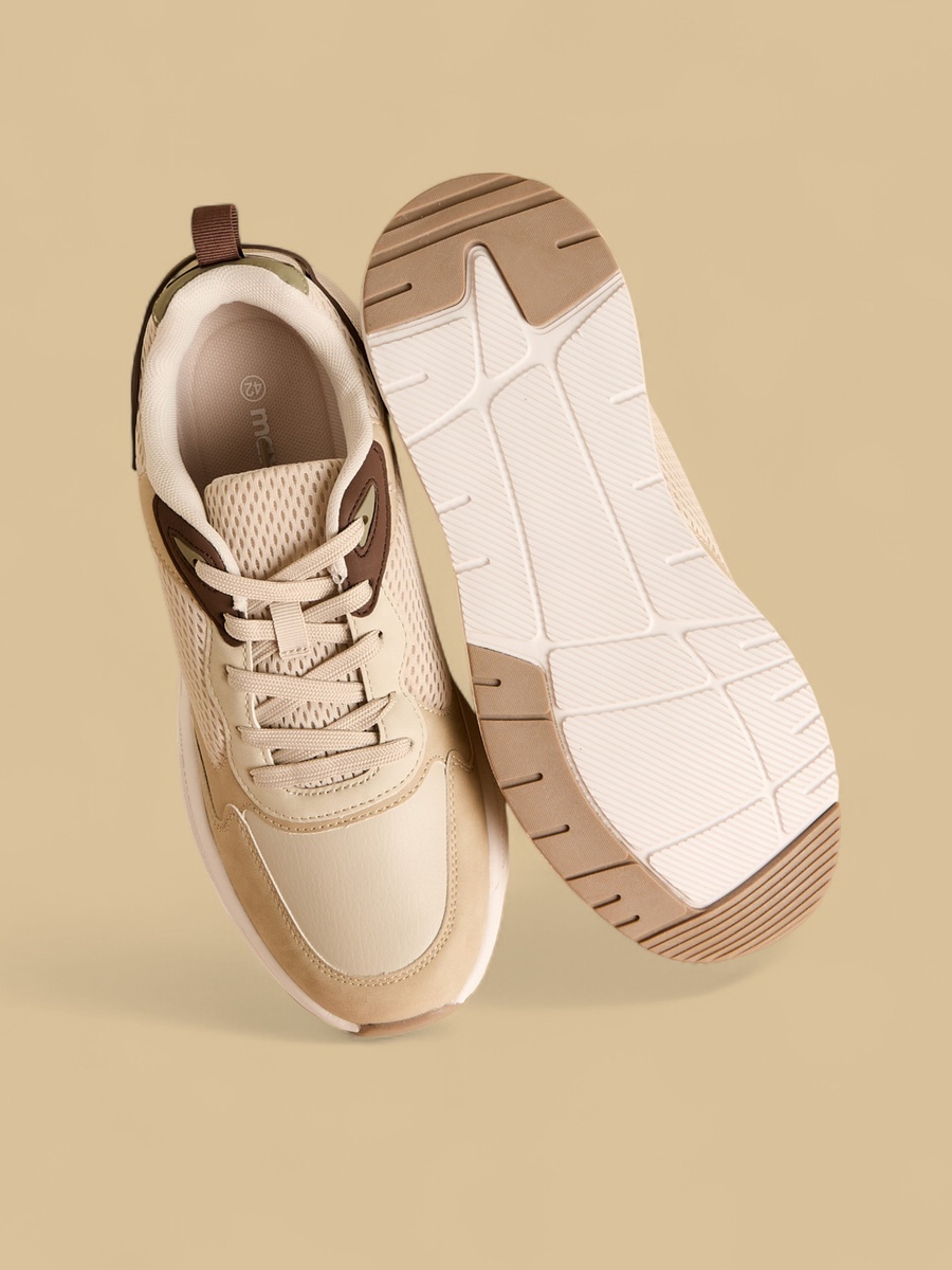 Panelled Lace-Up Sports Shoes