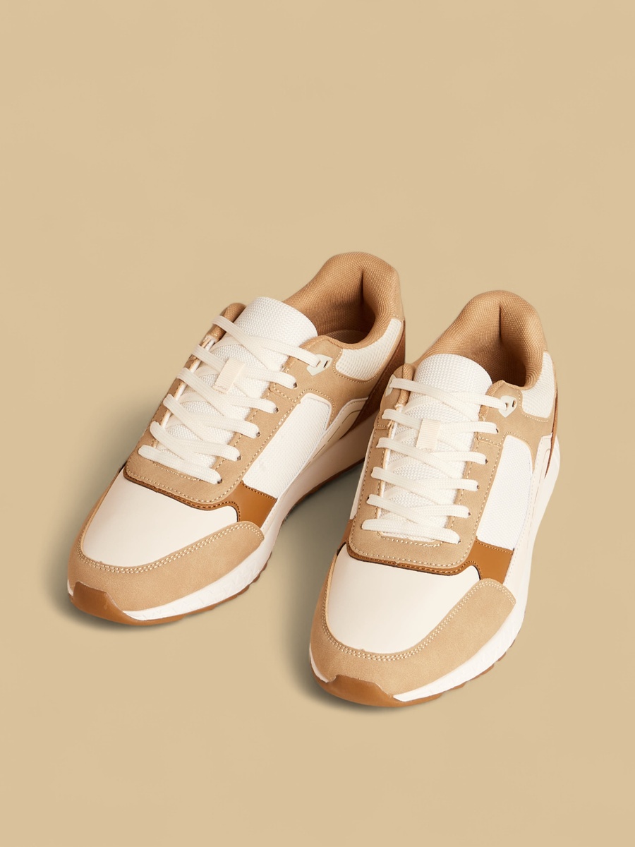 Panelled Lace-Up Sports Shoes