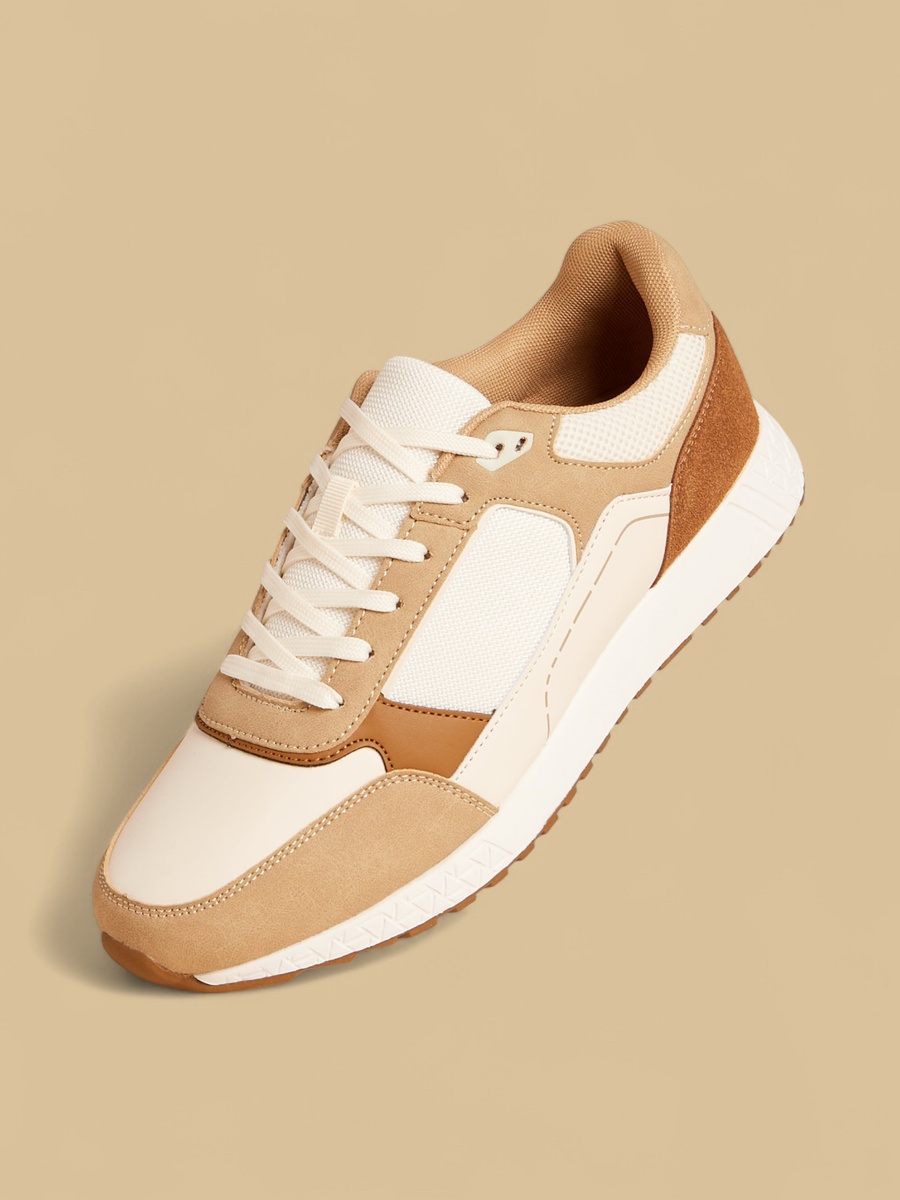 Panelled Lace-Up Sports Shoes