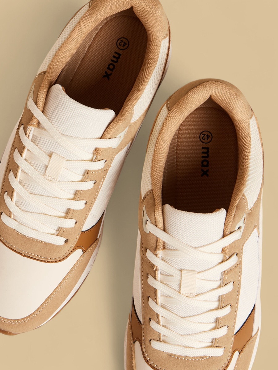 Panelled Lace-Up Sports Shoes