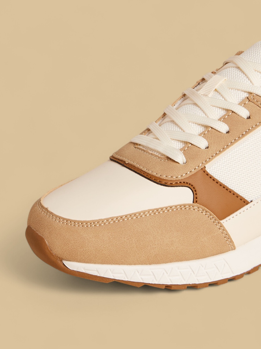 Panelled Lace-Up Sports Shoes