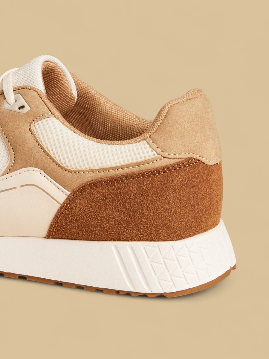 Panelled Lace-Up Sports Shoes