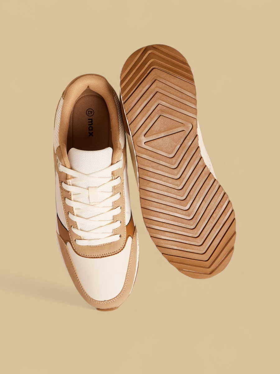 Panelled Lace-Up Sports Shoes