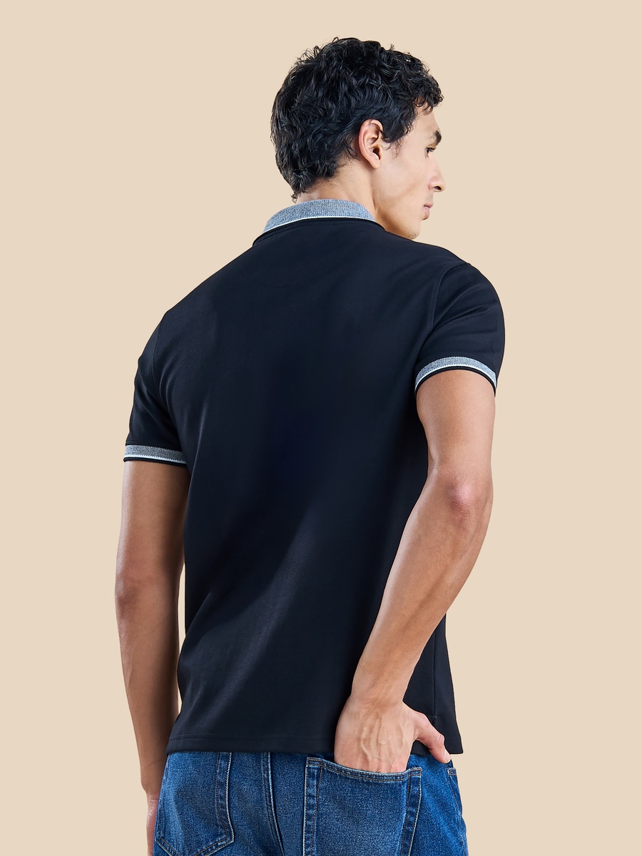 Colourblock Polo T-Shirt with Short Sleeves