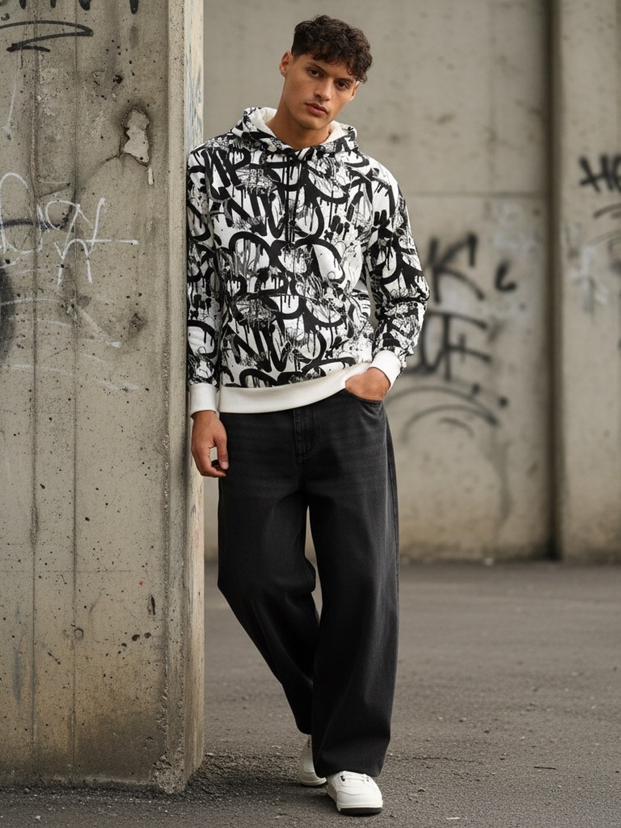 Graffiti Print Hooded Sweatshirt