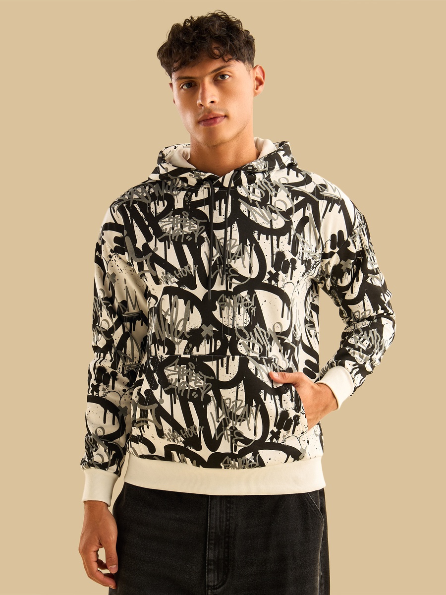Graffiti Print Hooded Sweatshirt
