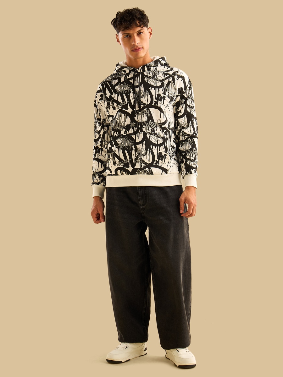 Graffiti Print Hooded Sweatshirt