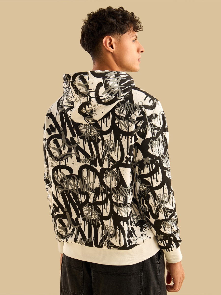 Graffiti Print Hooded Sweatshirt