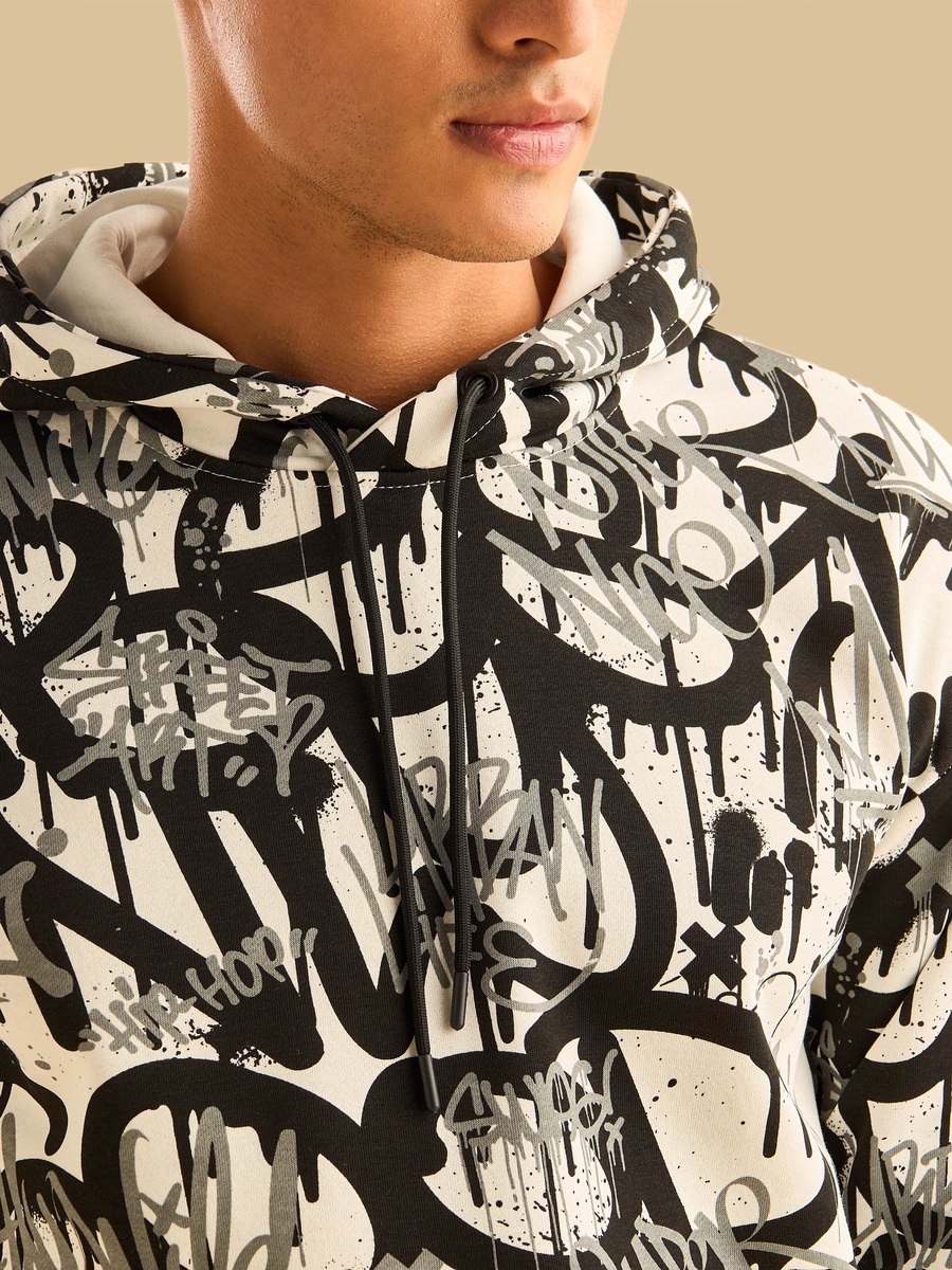 Graffiti Print Hooded Sweatshirt