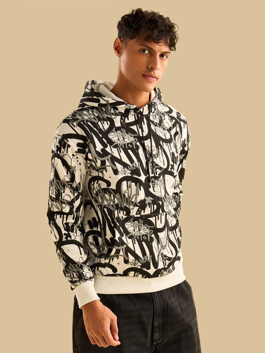 Graffiti Print Hooded Sweatshirt