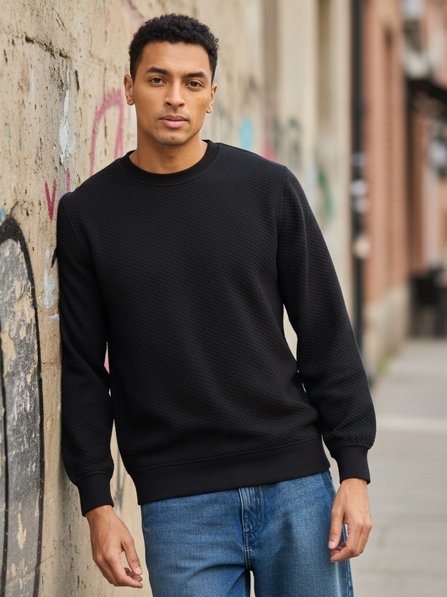 Textured Quilted Sweatshirt