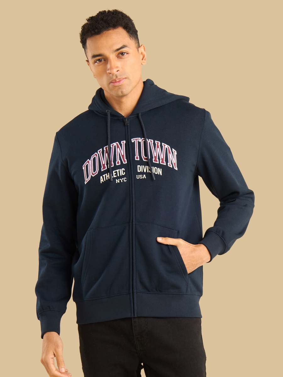 Embroidered Zip Through Hoodie