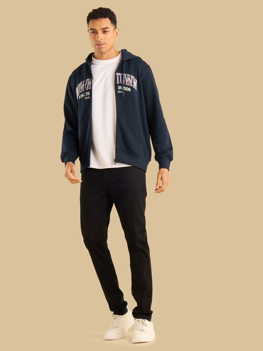Embroidered Zip Through Hoodie