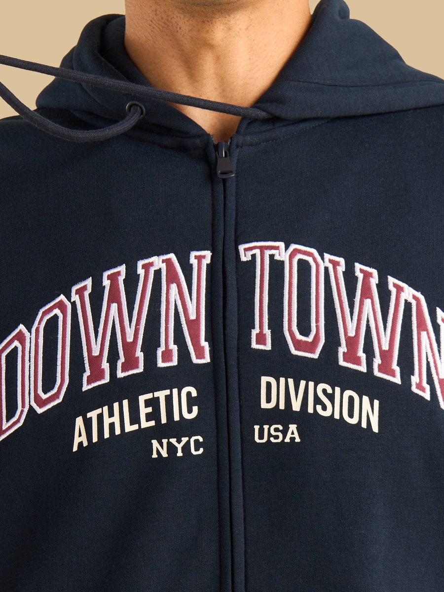 Embroidered Zip Through Hoodie