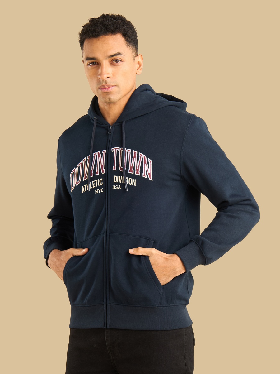 Embroidered Zip Through Hoodie