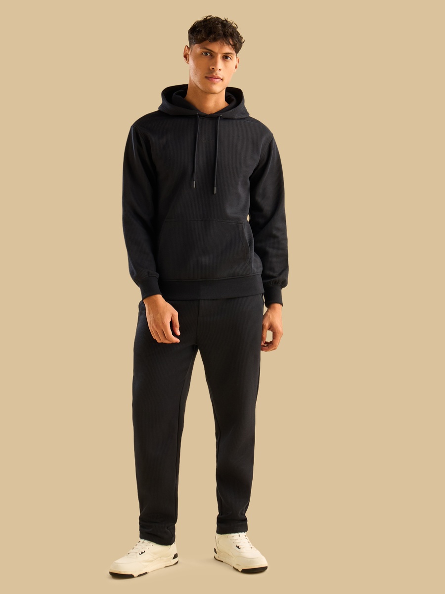 Quilted Jacquard Hooded Sweatshirt