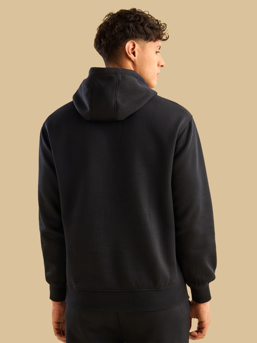 Quilted Jacquard Hooded Sweatshirt