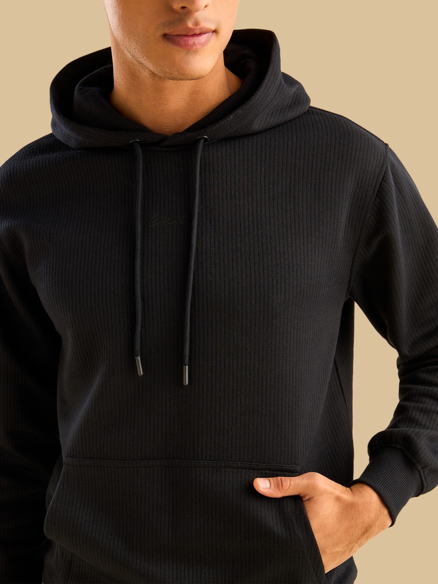 Quilted Jacquard Hooded Sweatshirt