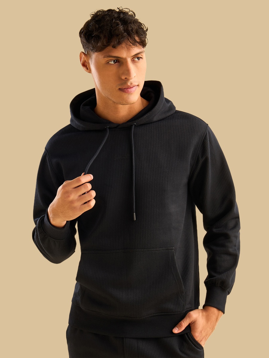 Quilted Jacquard Hooded Sweatshirt