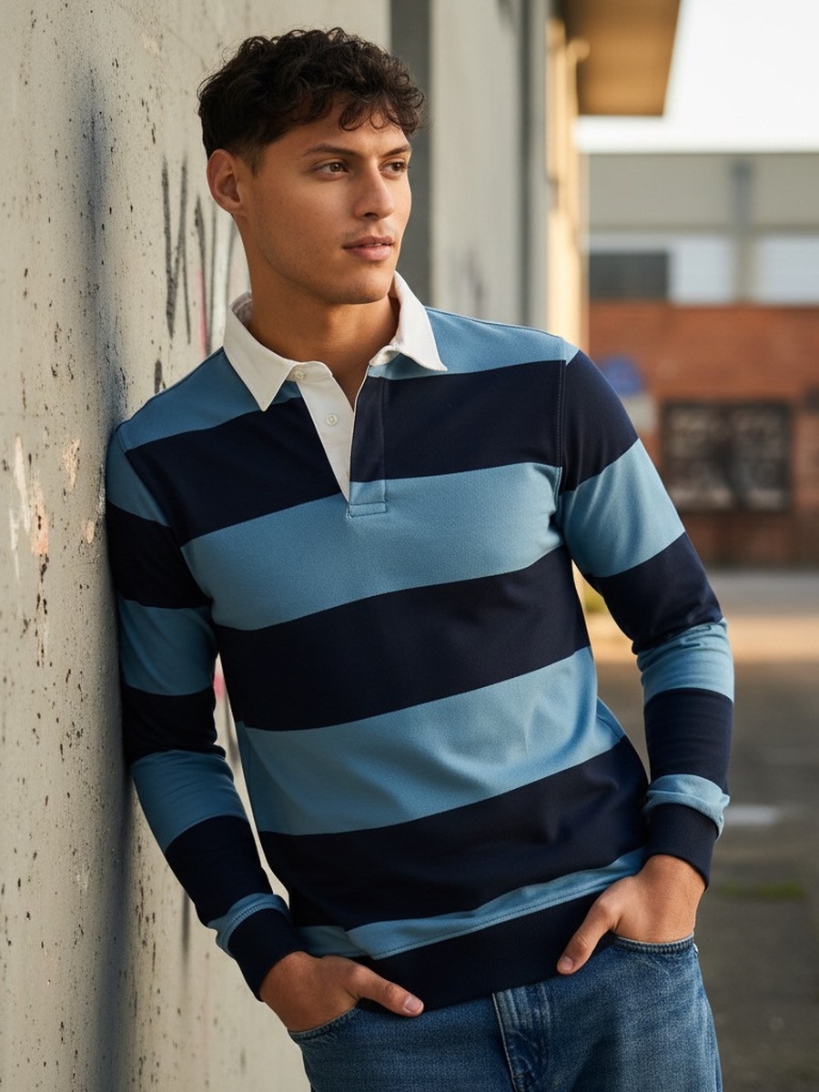 Rugby Striped Polo T-Shirt