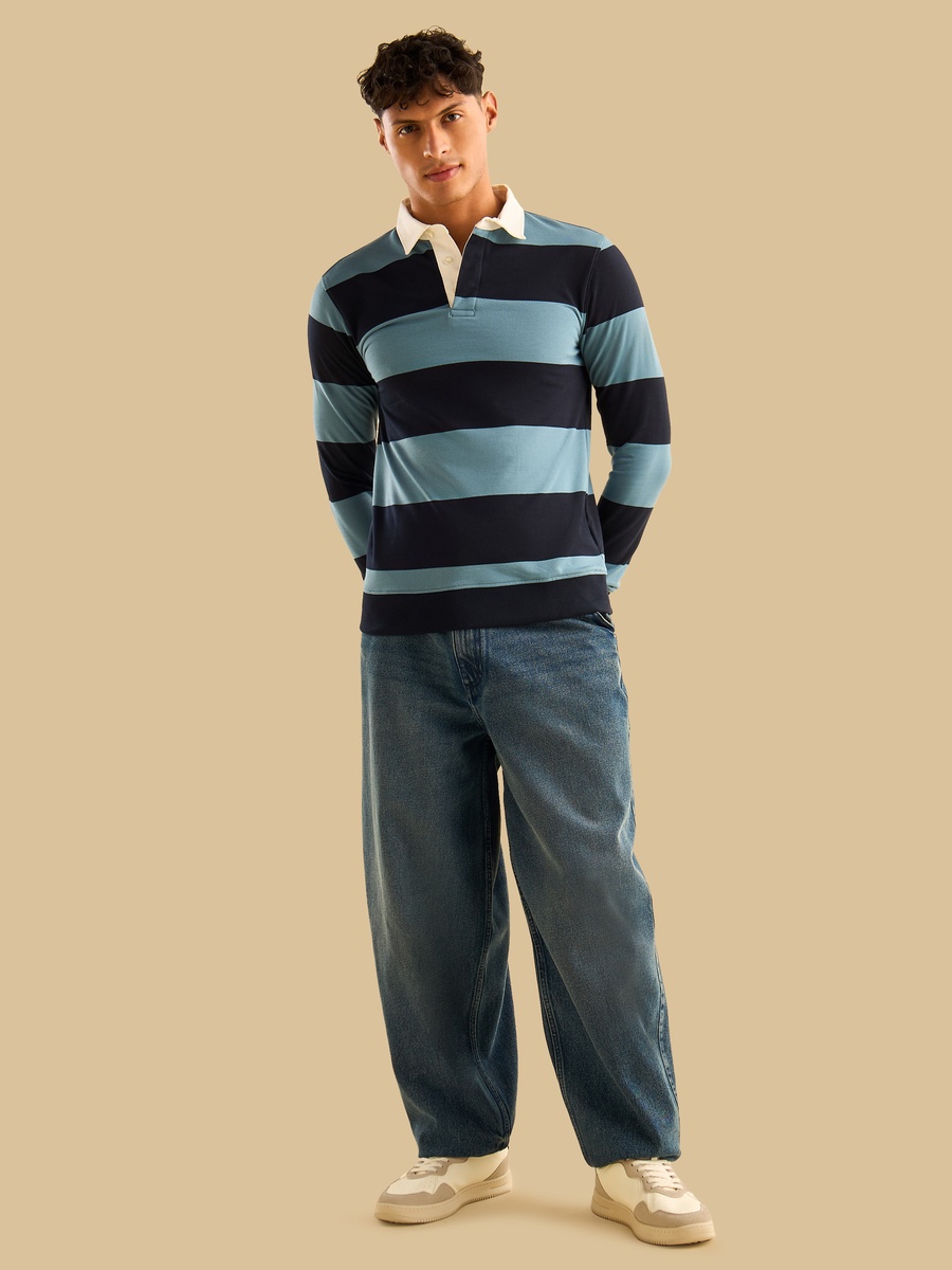 Rugby Striped Polo T-Shirt