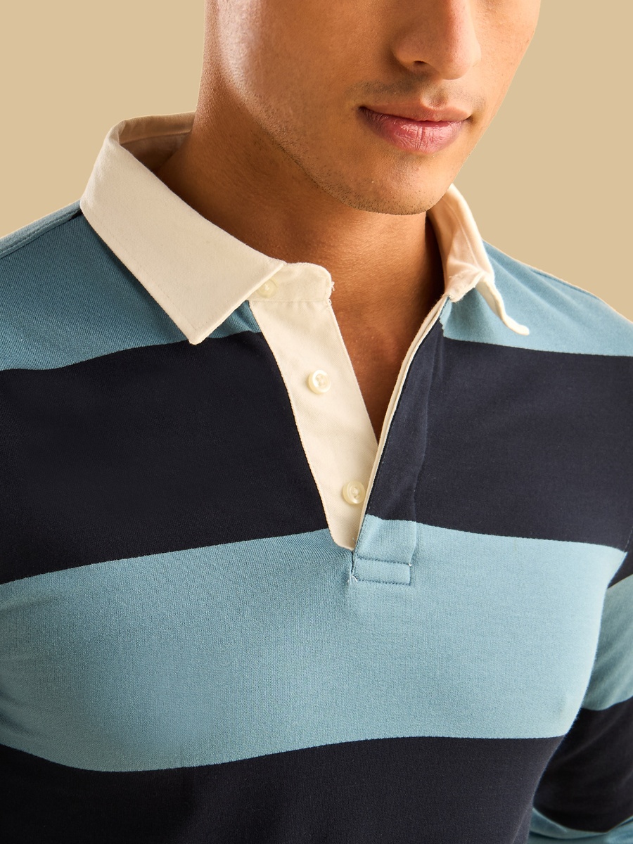 Rugby Striped Polo T-Shirt