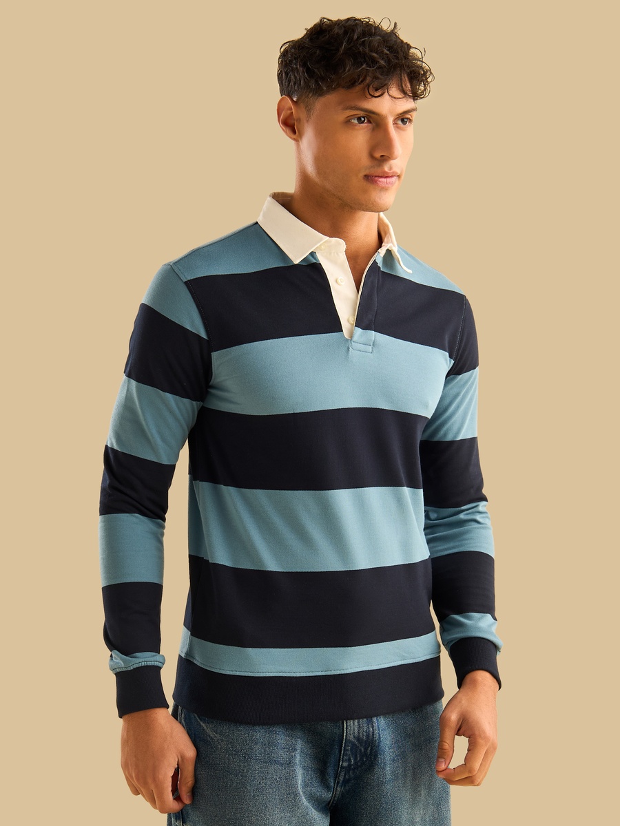 Rugby Striped Polo T-Shirt