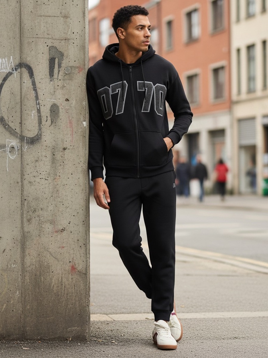 Oversized Varsity Zip Through Hoodie