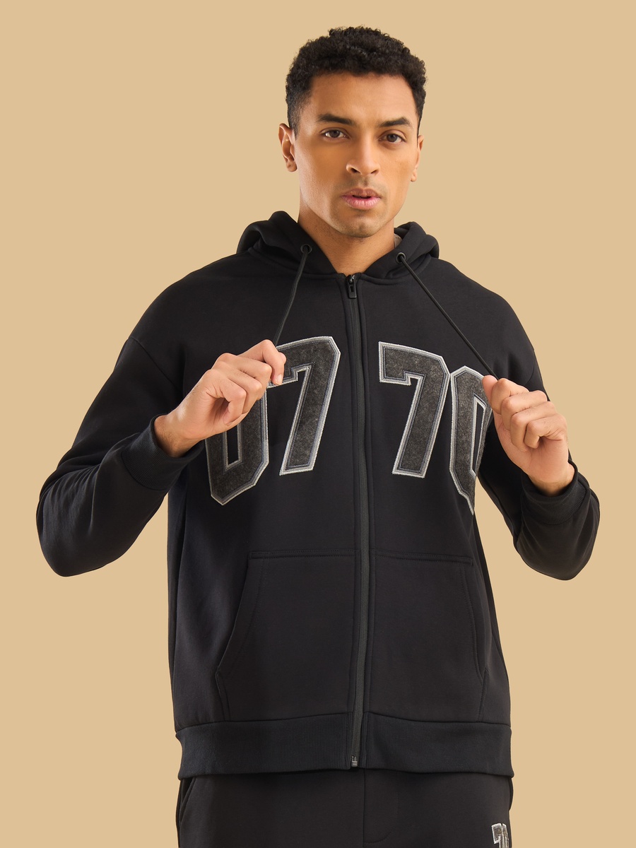 Oversized Varsity Zip Through Hoodie