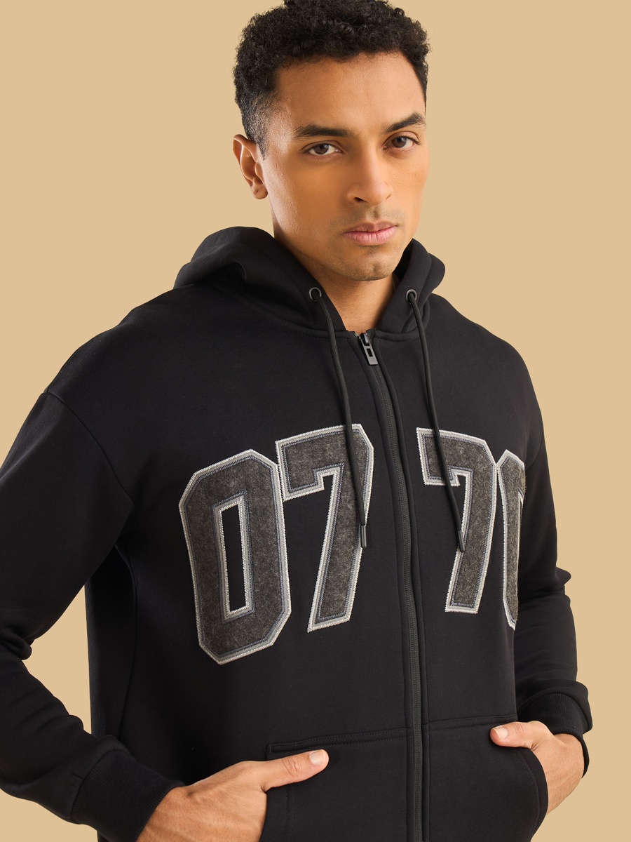 Oversized Varsity Zip Through Hoodie