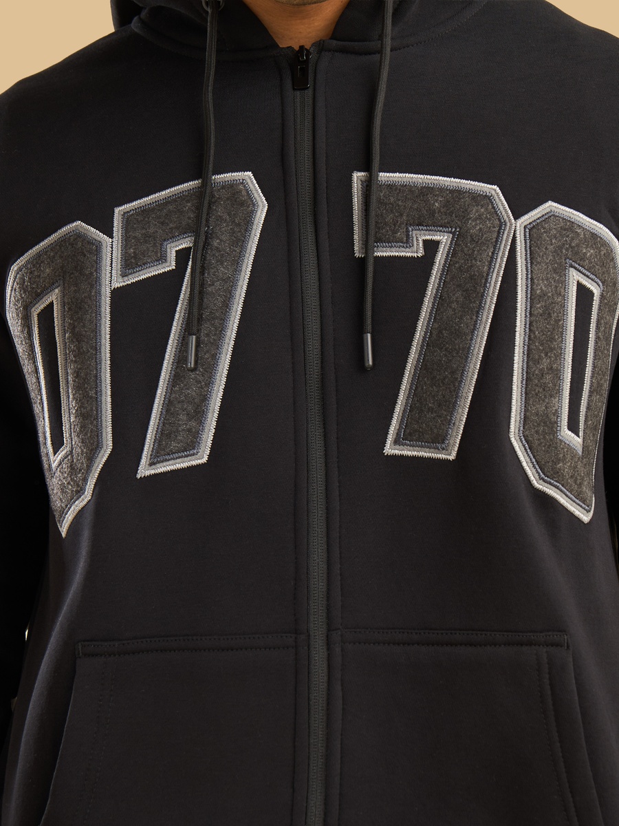 Oversized Varsity Zip Through Hoodie